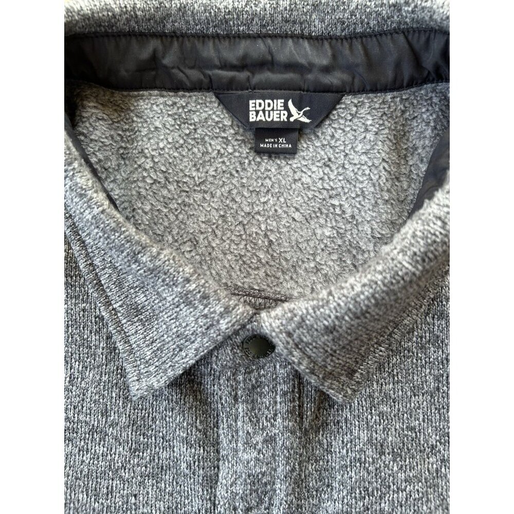 Eddie Bauer Fleece Shirt Jacket Fall Layering Gray Button Up Men's Size XL - Picture 5 of 6
